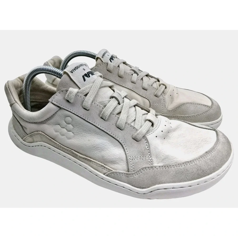 Vivobarefoot Shoes Mens Size 9 White Leather Low Top Barefoot Casual Sneakers